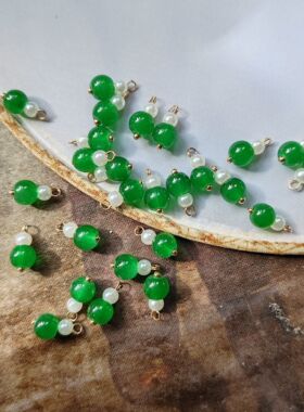 22号 帝王绿色吊坠古风扇子配件流苏坠子古风DIY手工制作材料圆珠