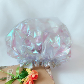 七彩镭射双层pvc浴帽出口澳洲cotton n外销洗澡防水厨房防油污