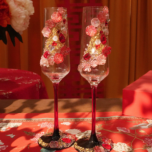 高级感碎钻敬酒杯diy手工装饰高脚杯材料包结婚订婚520情人节礼物