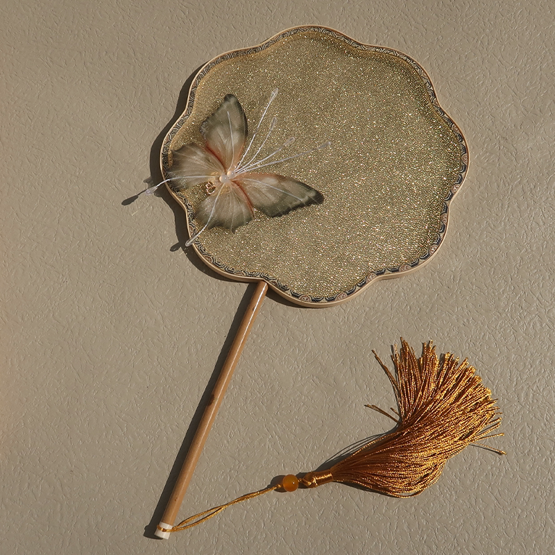 古风长柄团扇舞蹈扇跳舞拍摄汉服道具宫扇手持破云扇成品工艺扇