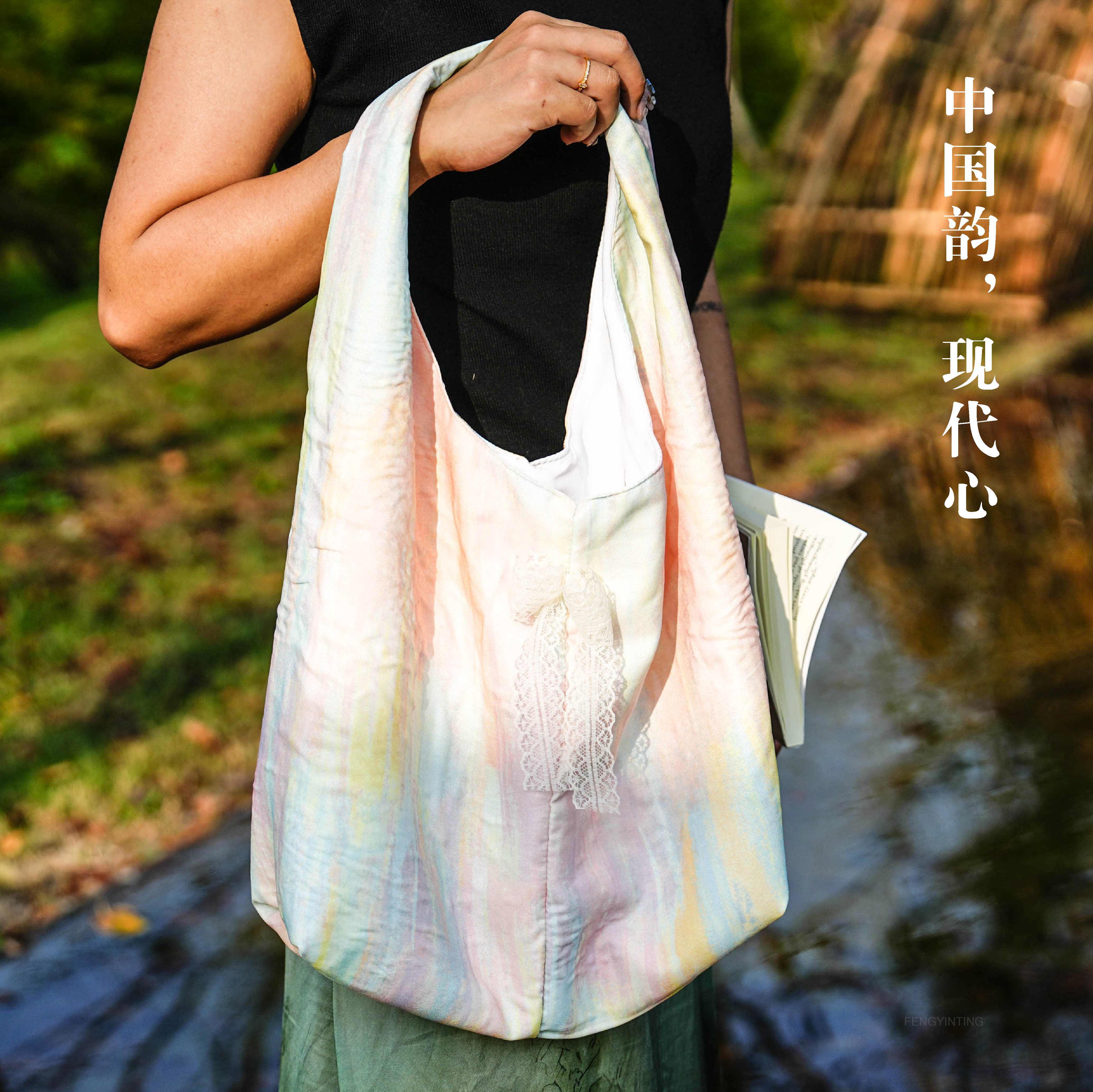 2025中国风文艺小清新仙女帆布包单肩手提包通勤大容量背心包