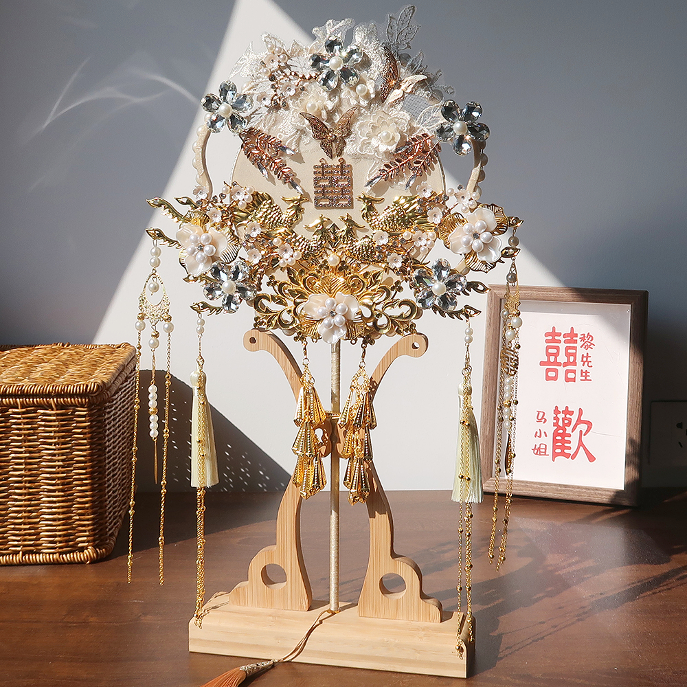 新娘团扇双面成品扇子