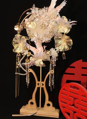 汉服婚扇中式喜扇手工团扇