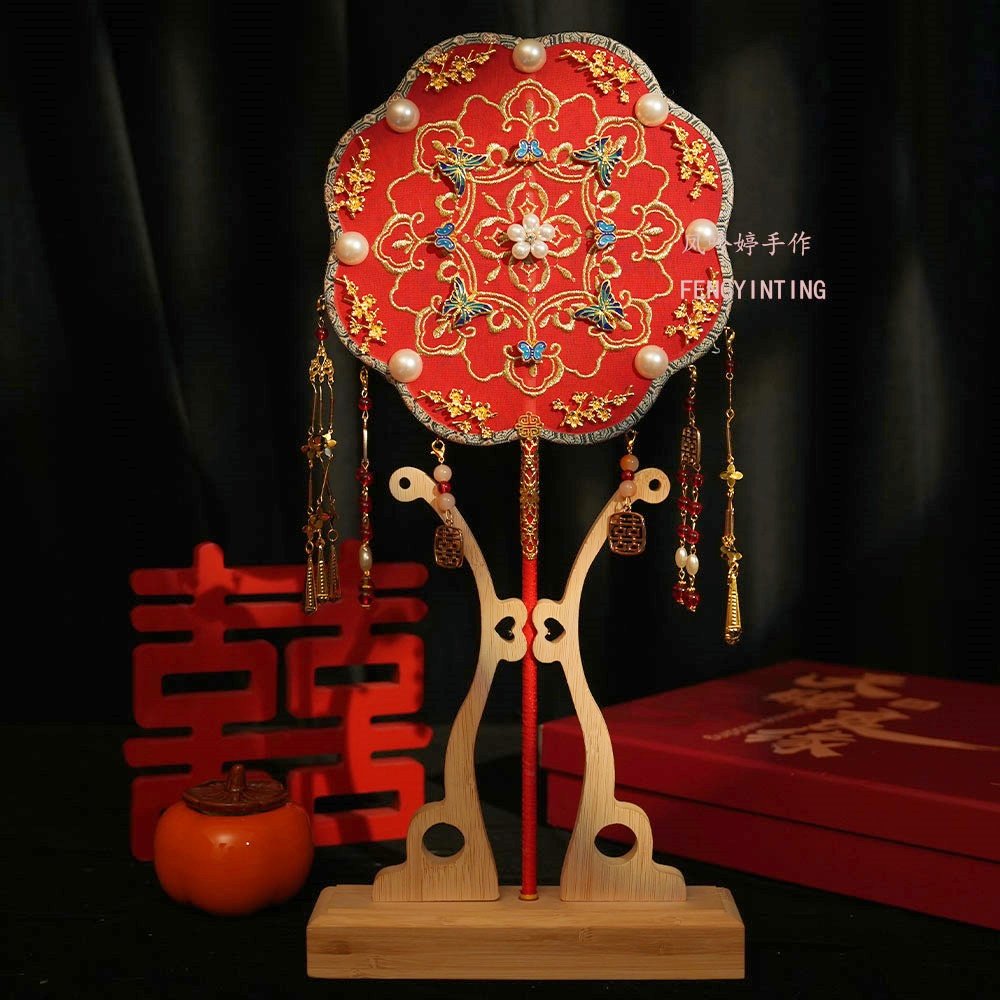 送新娘的结婚出嫁礼物手工diy材料包团扇子双面高级成品秀禾喜扇,家居饰品,工艺扇/团扇/喜扇/折扇,淘宝优惠券,粉丝福利购,淘宝优惠卷