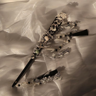 折扇黑色烫金宣纸中国风文玩扇子