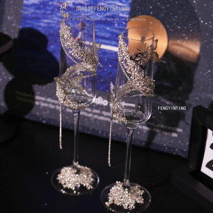 星光敬酒杯diy结婚一对创意高脚杯高颜值红酒杯香槟杯新婚礼物