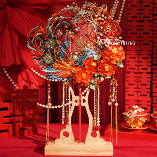 非遗缠花手工重工双面团扇喜扇新娘结婚中式婚礼成品扇diy材料包