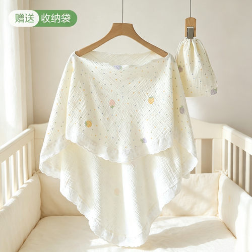a类100%棉纱蕾丝哺乳巾月子外出喂奶遮羞布纯棉母乳防走光套头巾