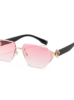 不规则无框曲面侧边精致太阳眼镜