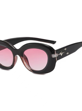 椭圆形大框紫色太阳镜女星星镜腿