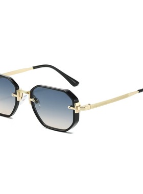 多边形渐绿色太阳镜女欧美优雅