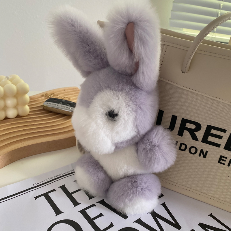 獭兔毛小兔子公仔星黛紫色包包挂件毛绒挂饰玩具网红垂耳兔礼物