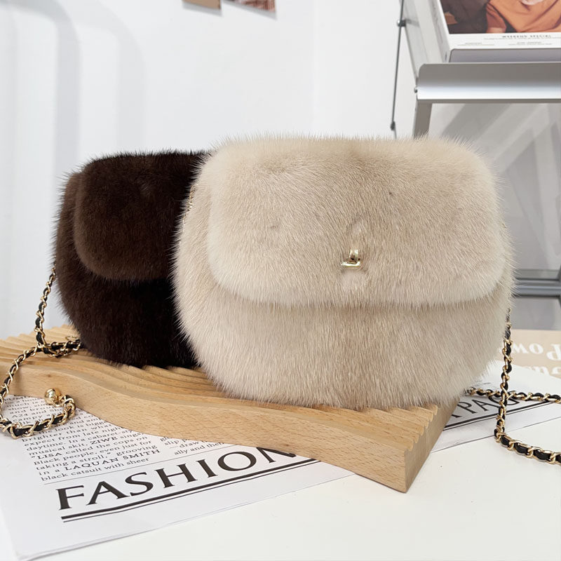 高奢百搭水貂包单肩斜挎气质韩风