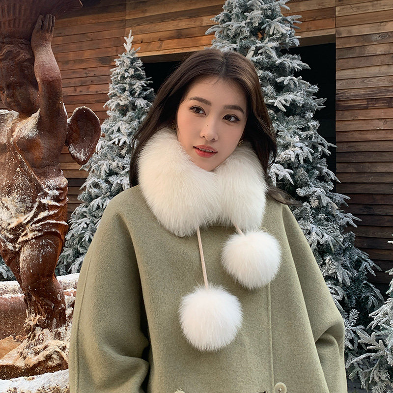 真狐狸毛皮草围巾保暖百搭大毛球围脖女双球球毛毛围脖冬季氛围感,服饰配件/皮带/帽子/围巾,围巾/丝巾/披肩,淘宝优惠券,粉丝福利购,淘宝优惠卷