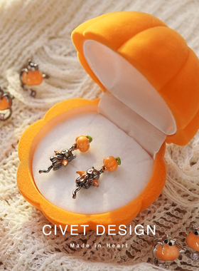 原创南瓜小恶魔耳环暗黑少女纯银耳钉可爱搞怪百搭学生无耳洞耳夹