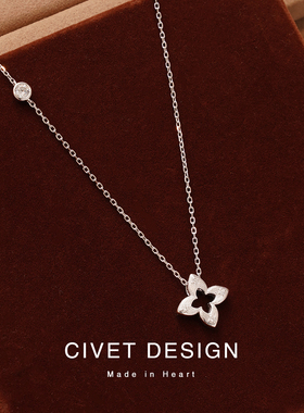 925纯银四叶草项链女轻奢小众设计锁骨链高级感气质百搭镂空时尚