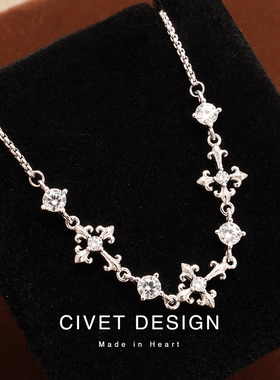 鸢尾十字架纯银手链女轻奢小众精致高级感绝美手饰法式简约闺蜜