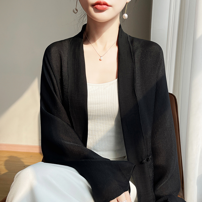 国风新中式飘逸外搭开衫短外套女2025夏季新款长袖防晒小上衣仙气