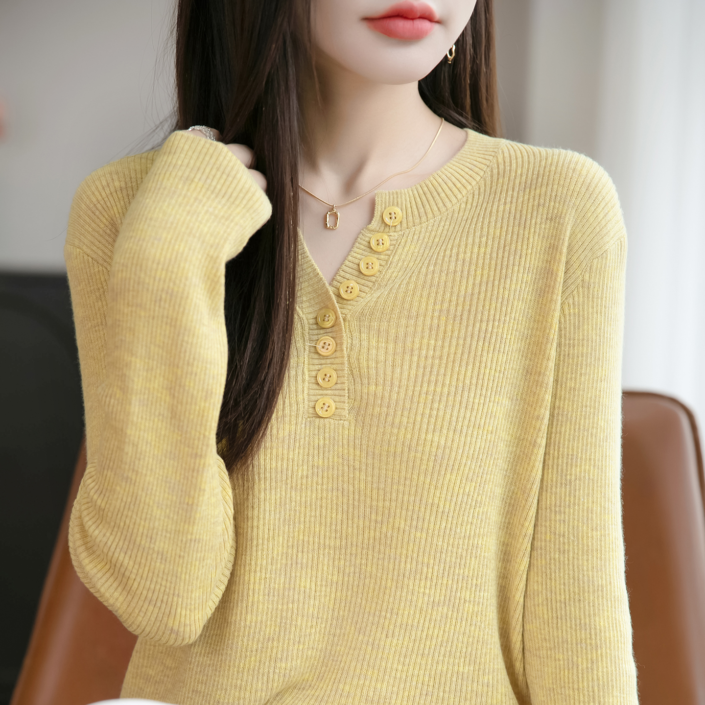 法式轻奢半开领针织衫女2025新款秋冬高级感内搭打底衫长袖上衣