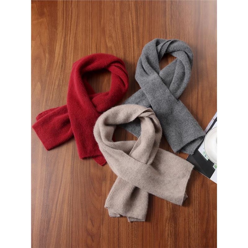 秋季新款100纯山毛围巾女百搭针织保暖加厚毛线脖套护颈小围脖