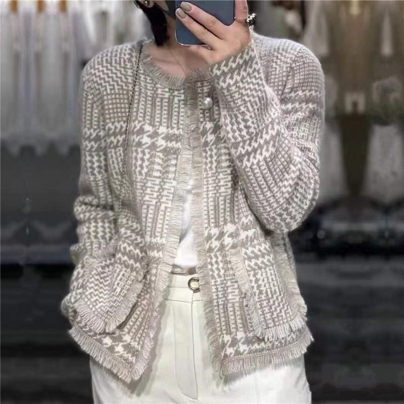 秋冬新100%羊绒外套女针织