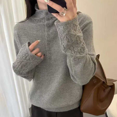 超好看半高领毛衣女秋冬2025新款韩系宽松针织衫加厚内搭打底上衣