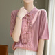 女夏薄款 镂空国风钩花五分袖 半袖 桑蚕丝天丝开衫 针织衫 外搭小外套