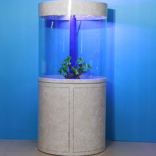 圆柱形玻璃鱼缸底滤家用圆形直径0.6米水族箱厂家定制热销包邮