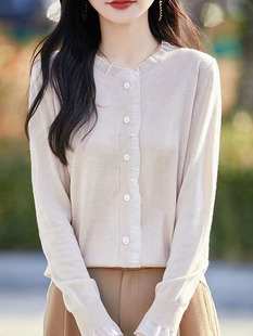 MONLOUVE小香风洋气针织衫女装洋气蕾丝打底衫可外穿薄款毛衣外搭