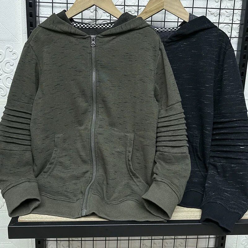 外贸原单童装儿童春秋款外套宽松拉链帽衫男童上衣中大童休闲卫衣