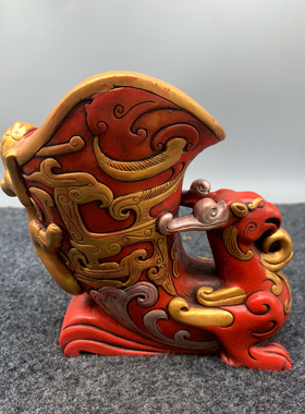 古玉老玉工艺玉器石雕欣赏玉件把玩酒杯怀旧描金朱砂羊杯摆件