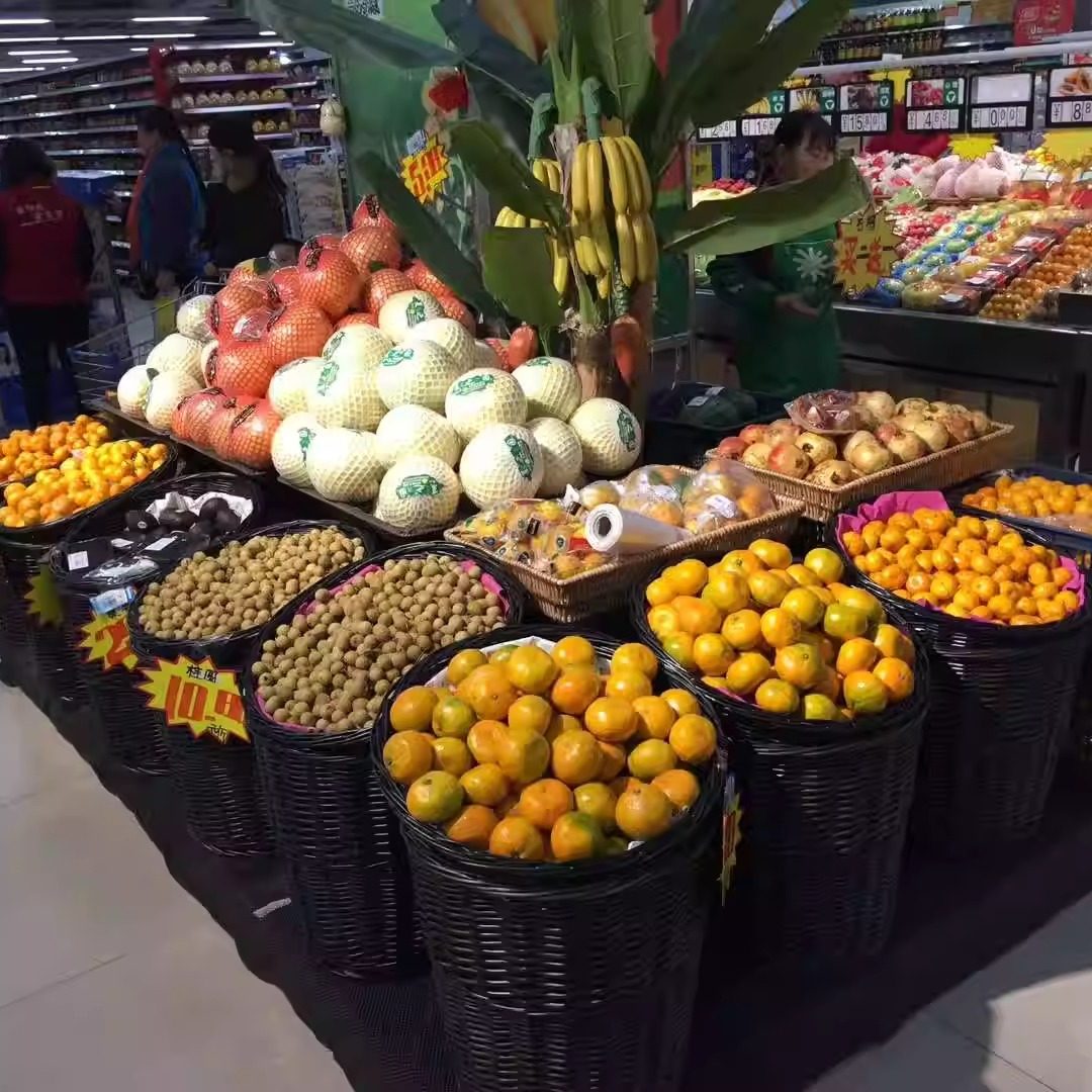 藤编水果店陈列筐超市陈列篮藤柳明档蔬菜筐水果店陈列筐水果架子
