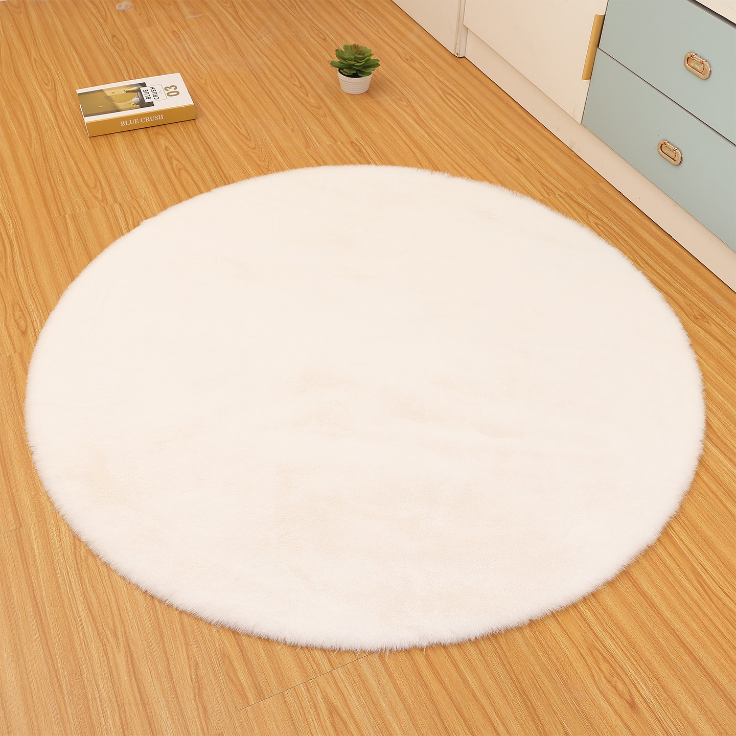 仿兔毛圆形地毯客厅茶几垫