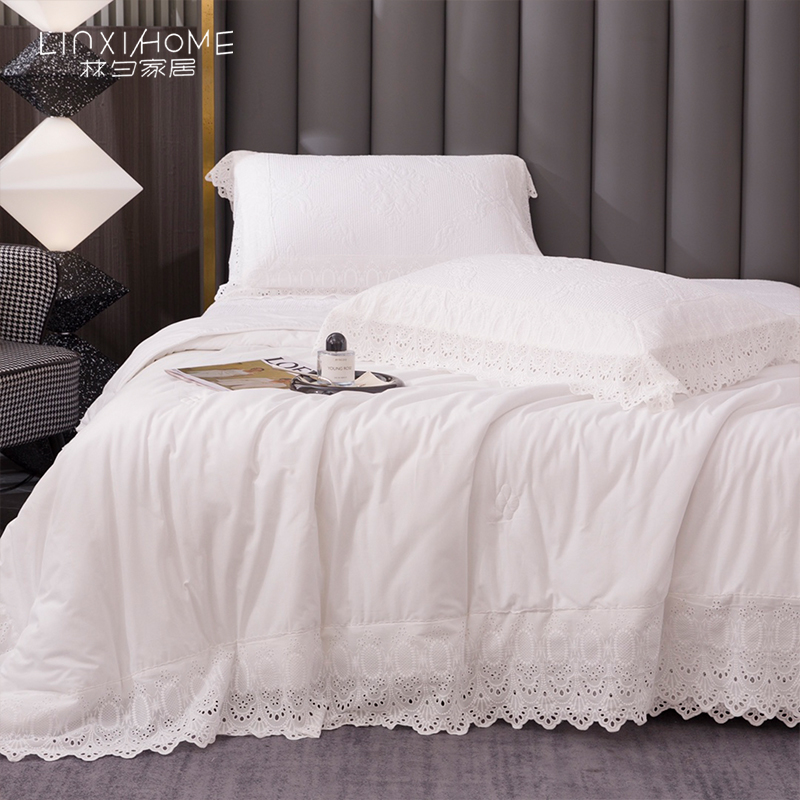 林夕家居LINXIHOME 春日恋 巴厘纱纯棉床盖五件套 法式绗缝床盖