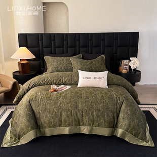 林夕·米拉尔 50支天丝棉印花 复古美式绗缝加大床盖五件套