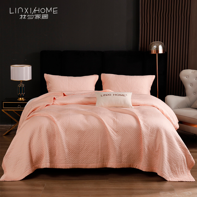 林夕家居LINXIHOME 60s素色兰精天丝绗缝床盖超柔三件套 7色可选
