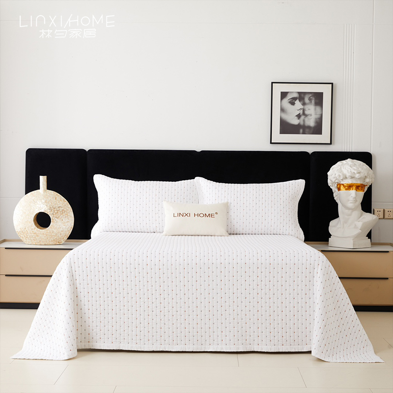 林夕家居LINXIHOME 奥丁 全棉绗缝床盖式三件套纯棉夹棉四季可用