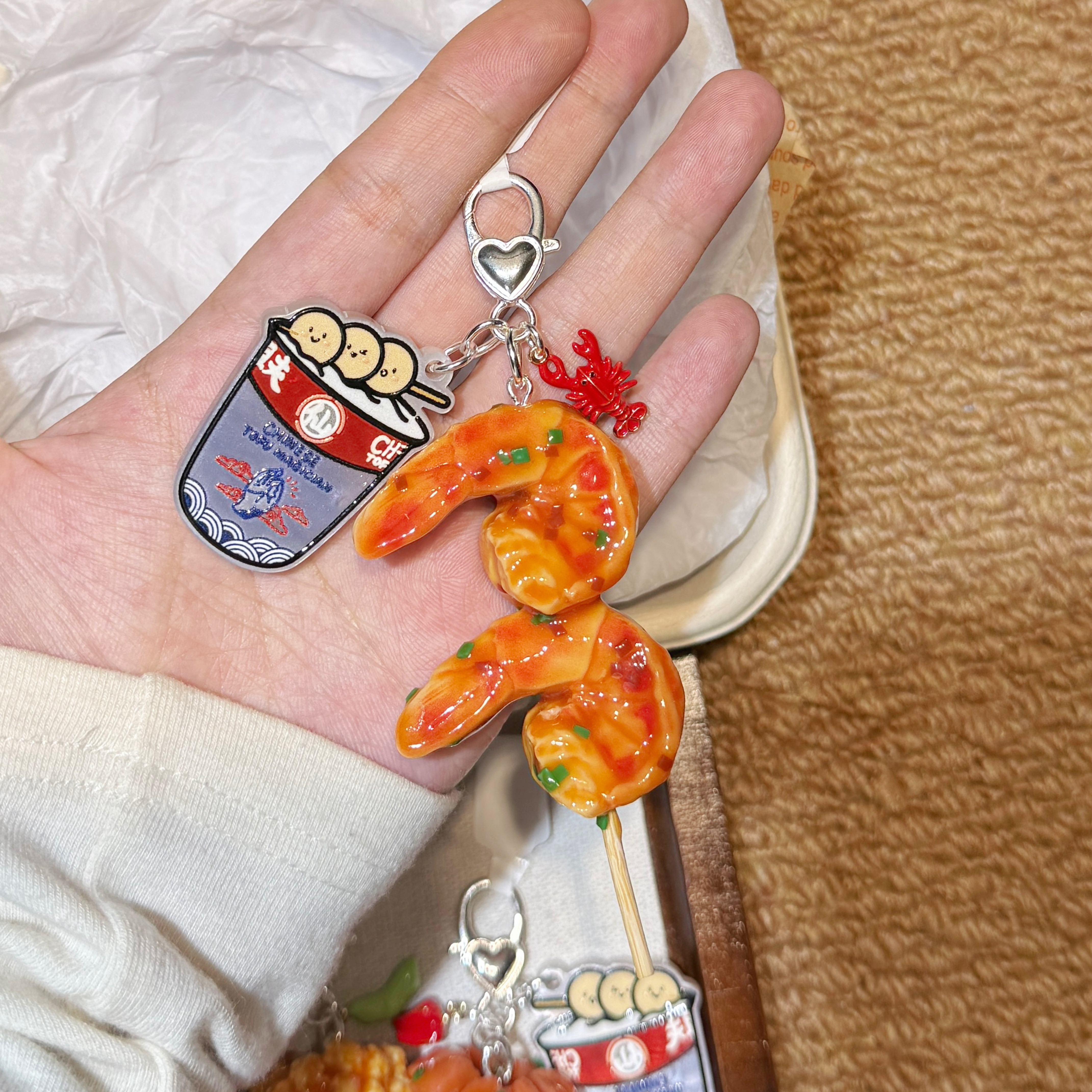 原创手作关东煮系列食玩虾仁女包钥匙扣