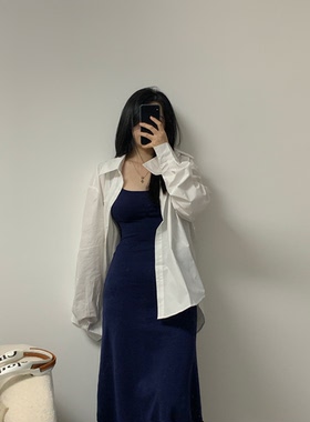 2026新款时尚套装女春秋款洋气减龄显瘦长袖衬衫上衣吊带裙两件套