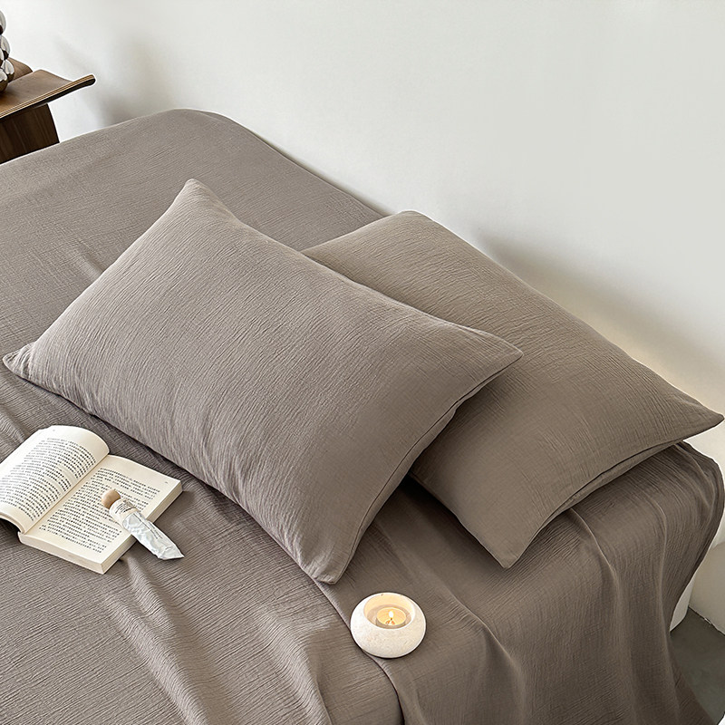 日式素色肌理感A类全棉双层皱皱纱枕套4874单只纯棉纱布枕罩透气,床上用品,枕套,淘宝优惠券,粉丝福利购,淘宝优惠卷