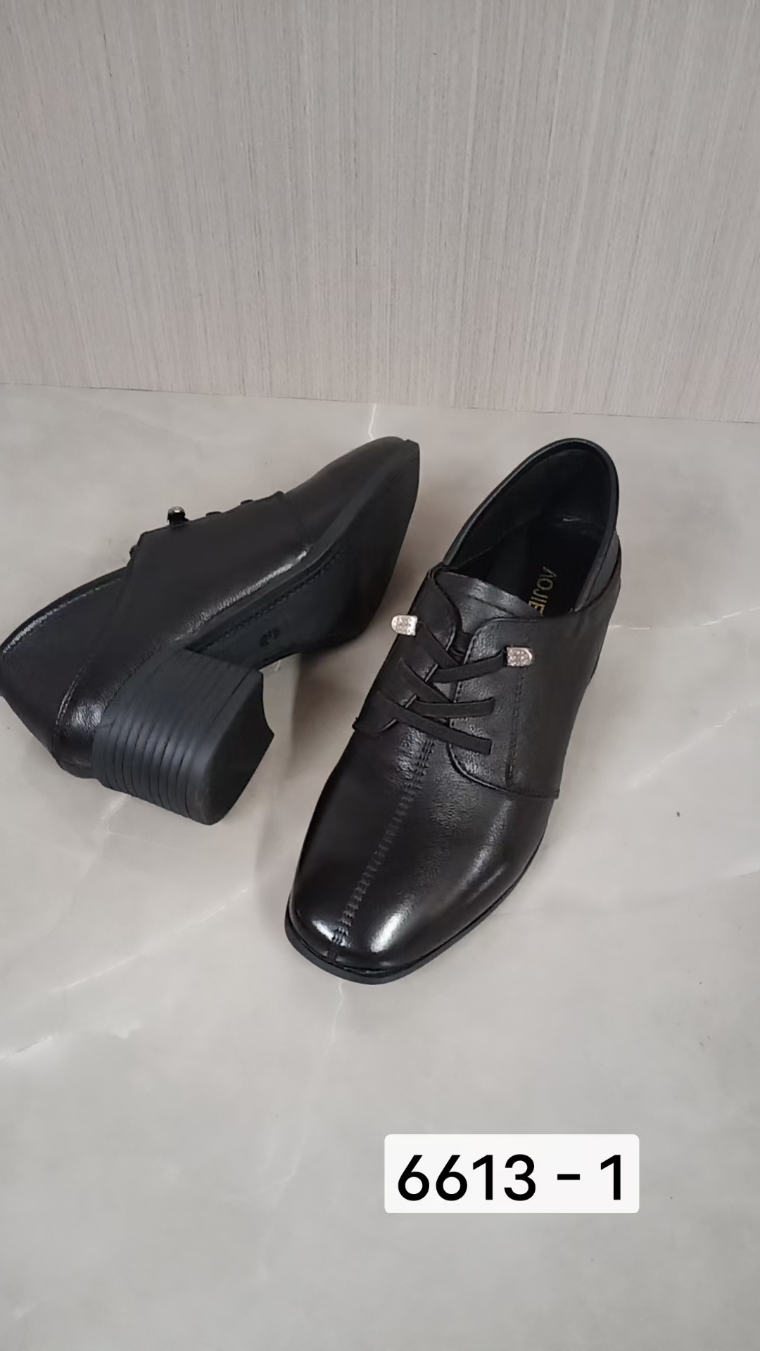 澳杰女鞋2025春真皮中粗一体跟软底宽版防滑耐磨女士牛皮鞋工作鞋