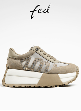 fed复古休闲鞋春季新款女鞋水钻阿甘鞋厚底德训鞋女款D0227-YA620