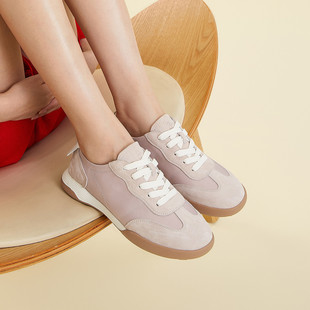 秋季 德训鞋 平底复古运动休闲鞋 板鞋 女 女小白鞋 fed羊皮女鞋