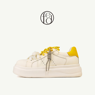 小白鞋 fed真皮垫女鞋 板鞋 潮鞋 女 2025松糕厚底运动休闲鞋