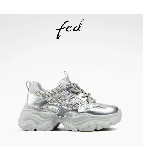 FED银色老爹鞋春夏女鞋网面透气厚底鞋时尚休闲鞋D0423-ZC508