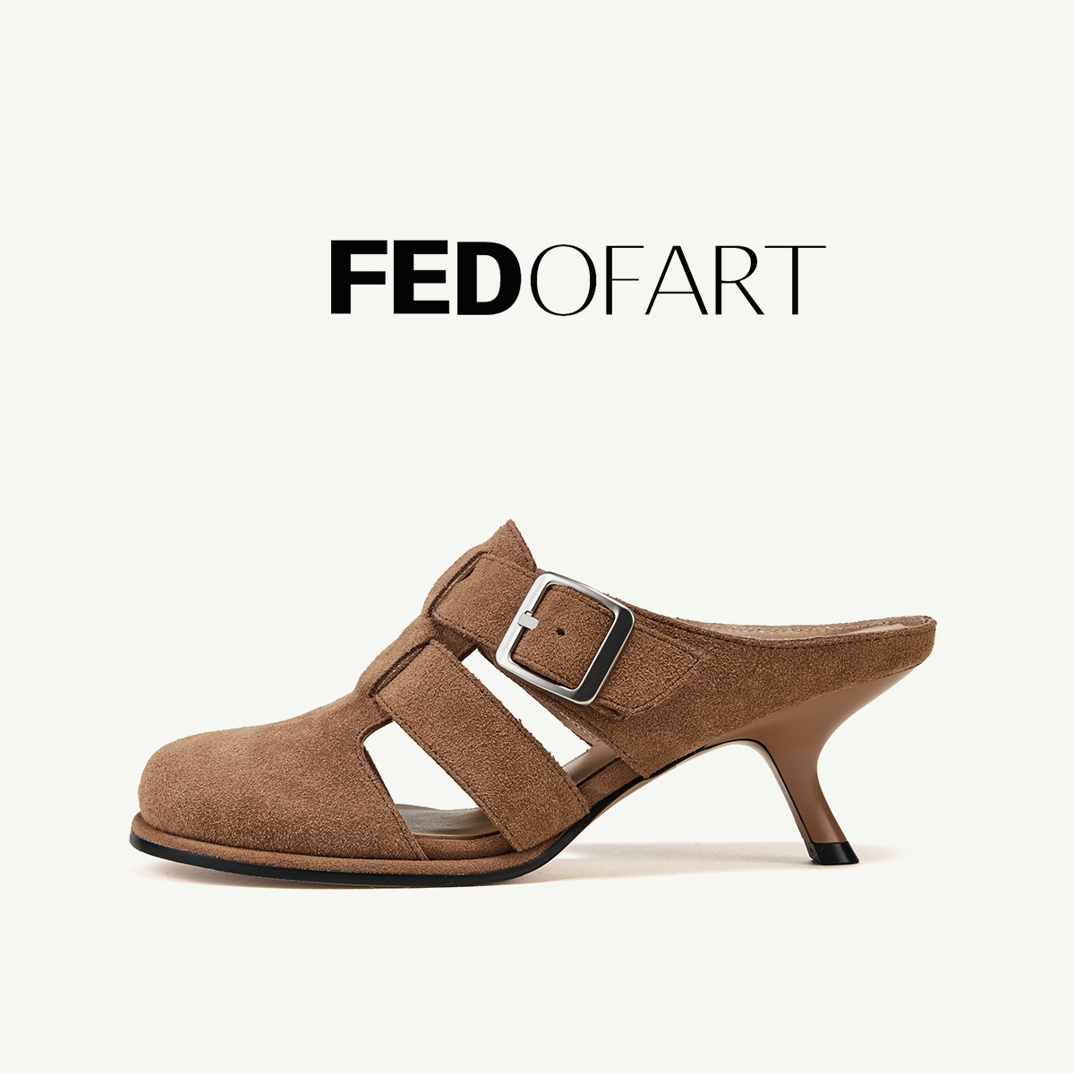 fed【时尚重构】春夏真皮包头细高跟一脚蹬单鞋穆勒半拖鞋女外穿