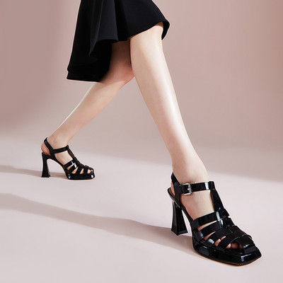 fed罗马凉鞋夏季新款女鞋真皮鞋子编织高跟鞋单鞋女CSU211