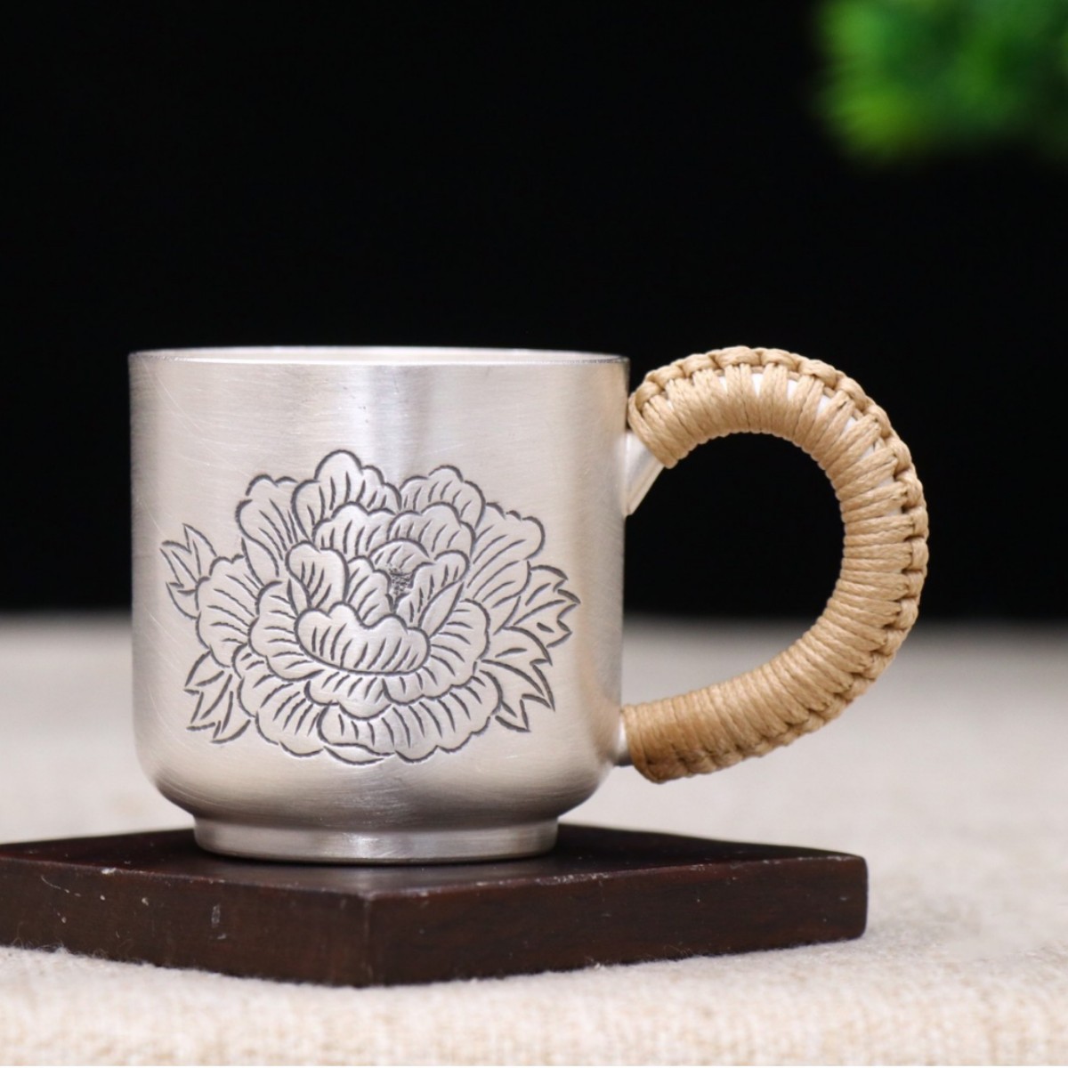 正品主人银杯纯银茶杯子999手工银水杯大容量中式家用喝茶杯