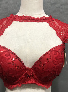 本命年清仓！EBLIN 红色亮片C16挂脖性感文胸ECBR611021