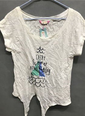 衣恋旗下body pops象牙白F04棉质透气轻薄系腰性感T恤BCYF535A31